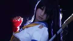 Woman schoolgirls asians long hair school uniforms bangs 