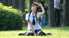 Woman schoolgirls asians school uniforms Korean teen Hwang Mi 