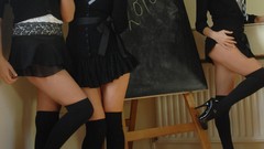 Woman schoolgirls stockings blondes skirts high heels St 