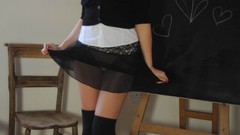 Woman schoolgirls stockings blondes skirts St Mackenzies 