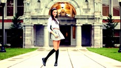 Woman schoolgirls stockings skirts brunettes