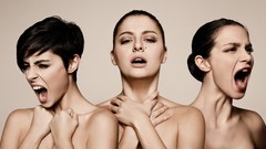 Woman Scream screaming shoulders brunettes