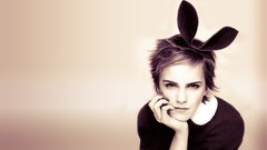 Woman sepia Celebrity faces Actress short hair emma watson