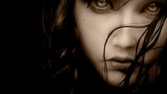 Woman sepia faces stylized