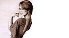 Woman sepia Keira Knightley looking back Simple Background