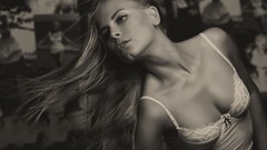 Woman sepia lingerie