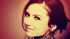 Woman sepia Nina Dobrev faces smiling brunettes portraits