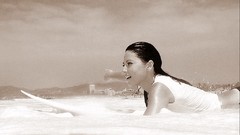 Woman sepia wet Beaches brunettes olivia munn