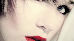 Woman She red lipstick