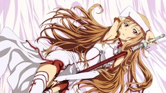 Woman sheet Katana Anime Swords stockings anime girls lying 