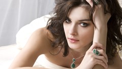 Woman sheet white background bedroom brunettes