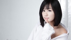 Woman shirts asians white dress bangs models Korean Ryu Ji Hye