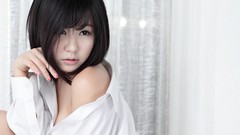 Woman shirts asians white dress bangs models Korean Ryu Ji Hye