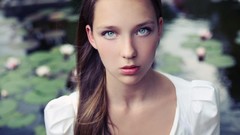 Woman shirts blue eyes brunettes