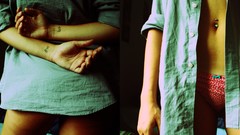 Woman shirts tattoos panties