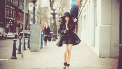 Woman Shoes dress hats outdoors black dress