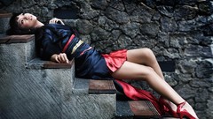 Woman Shoes legs skirts brunettes stairways