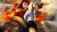 Woman shooting ammunition skirts brunettes