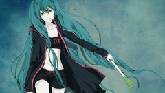 Woman Shorts blue hair long hair blue eyes hatsune miku 