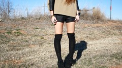 Woman Shorts redheads skinny teen knee socks