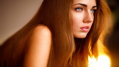 Woman shoulders alexander marina blue eyes redheads