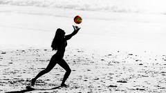 Woman silhouettes Beaches long hair charm brunettes volleyball 