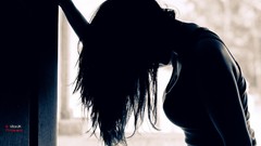 Woman silhouettes long hair charm brunettes