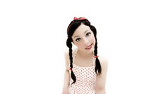 Woman silly pigtails dots