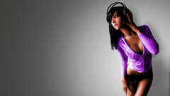 Woman Simple Background headphones