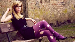 Woman sitting legs blondes models leggings
