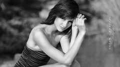 Woman sitting monochrome models susan coffey