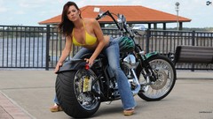 Woman sitting motorbikes