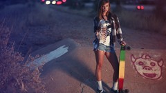 Woman Skateboarding brunettes streets models garrett meyers 