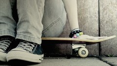 Woman skateboards