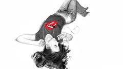 Woman sketches grayscale selective