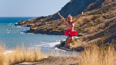 Woman skirts bra HDR Photography