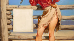 Woman skirts brunettes artwork pinups