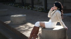 Woman skirts brunettes high heels