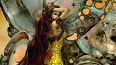 Woman skulls fantasy art