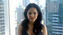 Woman Skyscrapers smiling brunettes window panes Elizabeth 