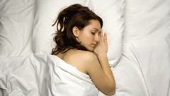 Woman sleeping beds faces pillows closed eyes brunettes models 