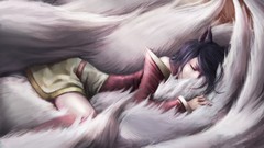 Woman sleeping League of Legends artwork ahri