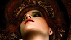 Woman sleeping redheads artwork fantasy art