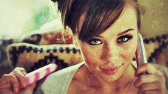 Woman smiling blue eyes brunettes capri dildos Capri Anderson