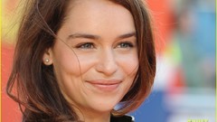 Woman smiling blue eyes brunettes emilia clarke
