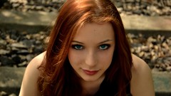 Woman smiling blue eyes freckles redheads