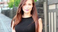 Woman smiling brunettes black top Good Girl Gina Emma Katherine