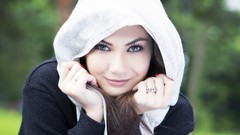 Woman smiling brunettes cloaks