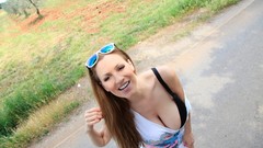 Woman smiling brunettes models cleavage huge boobs Jordan Carver