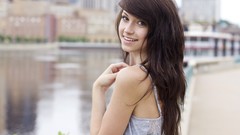 Woman smiling cities brunettes Taylor Penshorn